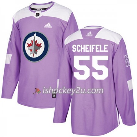 Mænd NHL Winnipeg Jets Trøje Mark Scheifele 55 Adidas 2017-2018 Lilla Fights Cancer Practice Authentic